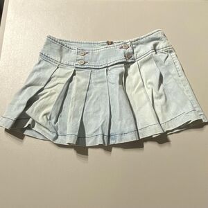 Vintage Duchesse Light Wash Denim Jean Pleated Mini Skirt Junior's Size 9 EUC